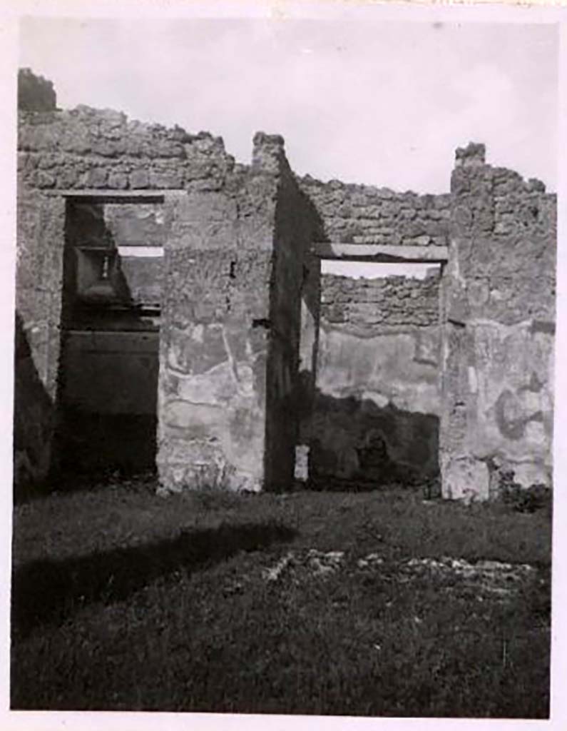 IX.2.17 Pompeii. Pre-1943. Photo by Tatiana Warscher.
Room 1, atrium, looking east across impluvium towards doorway to room 2, (on left) and entrance doorway (centre). 
See Warscher, T. Codex Topographicus Pompeianus, IX.2. (1943), Swedish Institute, Rome. (no.87), p. 168.