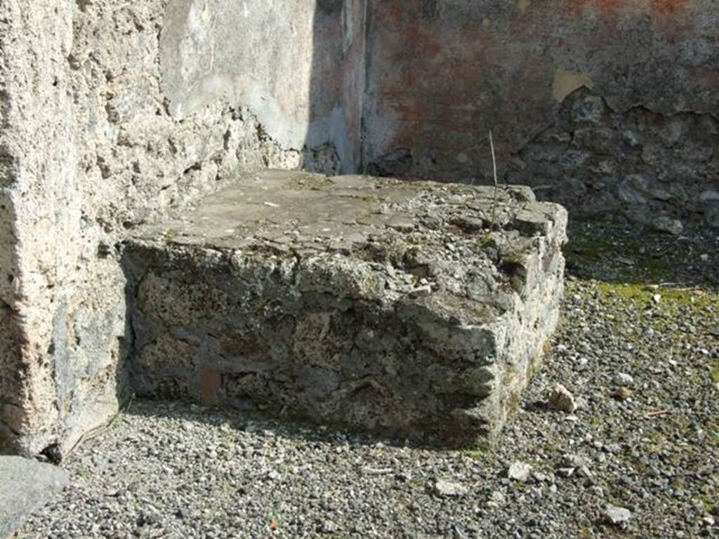 IX.2.17 Pompeii. March 2009. Room 1, restored arca/money chest base, in atrium.