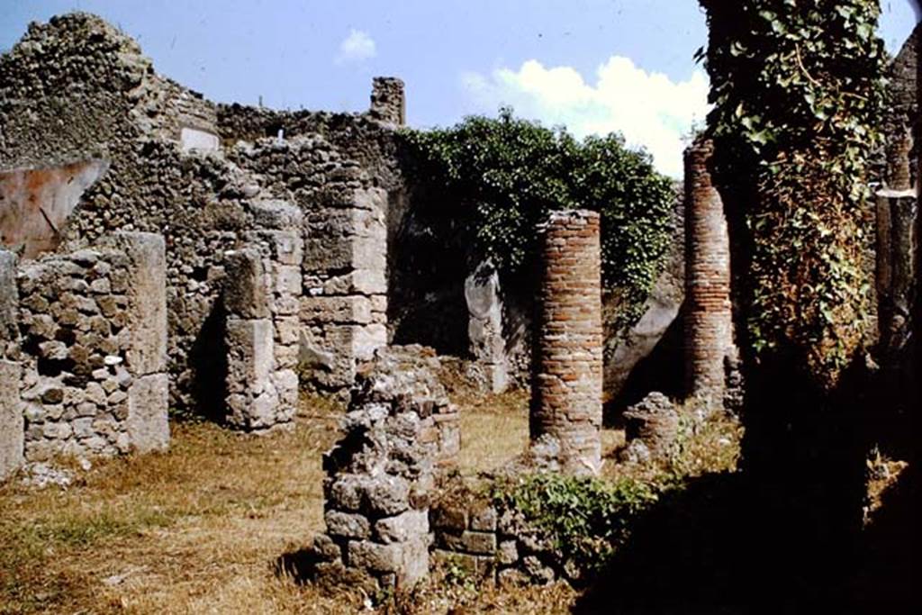 IX.2.27 Pompeii. 1964. Looking south-east towards stairs and workshop.    Photo by Stanley A. Jashemski.
Source: The Wilhelmina and Stanley A. Jashemski archive in the University of Maryland Library, Special Collections (See collection page) and made available under the Creative Commons Attribution-Non Commercial License v.4. See Licence and use details.
J64f1309
IX.2.27 Pompeii. 1964. Looking south-east towards doorways to cubiculum, stairs and workshop. Photo by Stanley A. Jashemski.
Source: The Wilhelmina and Stanley A. Jashemski archive in the University of Maryland Library, Special Collections (See collection page) and made available under the Creative Commons Attribution-Non-Commercial License v.4. See Licence and use details.
J64f1309