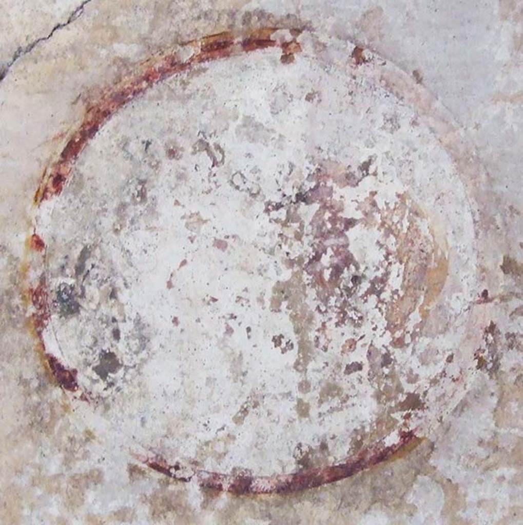IX.3.5 Pompeii. March 2009. Room 5, south wall, west end.
Remains of painted medallion of Hera or Juno.
See Bragantini, de Vos, Badoni, 1986. Pitture e Pavimenti di Pompei, Parte 3. Rome: ICCD. p. 436.
See Helbig, W., 1868. Wandgemälde der vom Vesuv verschütteten Städte Campaniens. Leipzig: Breitkopf und Härtel.  (159).
See Schefold, K., 1957. Die Wände Pompejis. Berlin: De Gruyter. p. 247.
