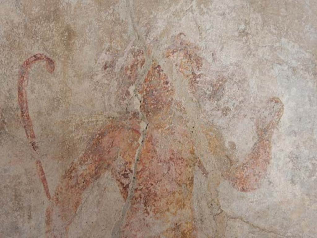 IX.3.5 Pompeii. May 2015. Room 15, detail of painted figure from east end of south wall.  Photo courtesy of Buzz Ferebee.