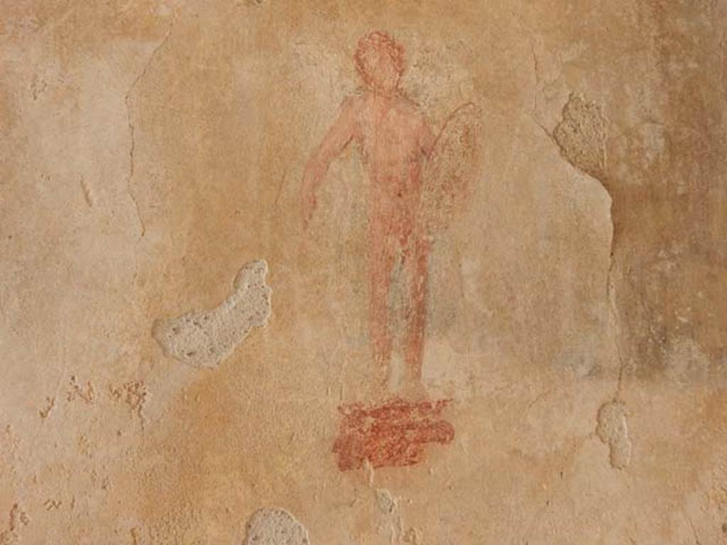IX.3.5 Pompeii. May 2015. Room 16, painted figure from south side of east wall.  
Photo courtesy of Buzz Ferebee.