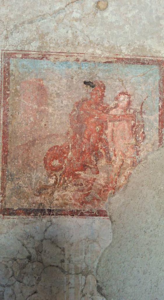 IX.3.5 Pompeii. 2016/2017.
Room 16, wall painting of Chiron and Achilles, from centre of south wall. 
Photo courtesy of Giuseppe Ciaramella.