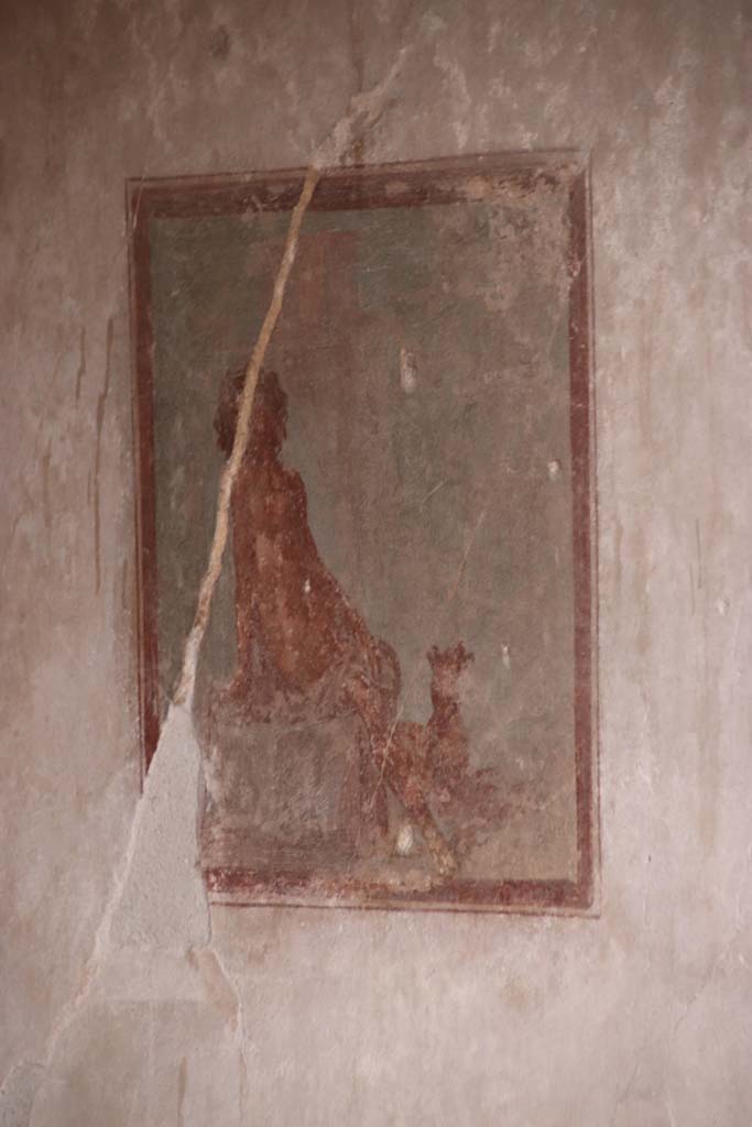 IX.3.5 Pompeii. October 2020. Room 16, central wall painting of Endymion, from west wall. 
Photo courtesy of Klaus Heese.