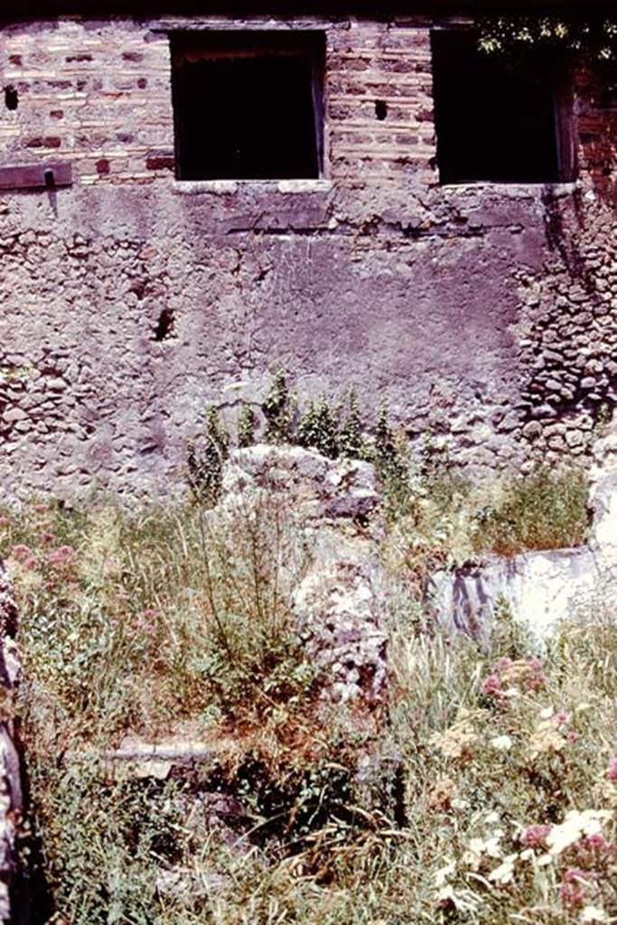 IX.3.12 Pompeii. 1978. Steps to garden area on higher level, at front. At the rear, the north wall had windows overlooking the garden/courtyard area, from IX.3.5
Photo by Stanley A. Jashemski.   
Source: The Wilhelmina and Stanley A. Jashemski archive in the University of Maryland Library, Special Collections (See collection page) and made available under the Creative Commons Attribution-Non Commercial License v.4. See Licence and use details. J78f0240