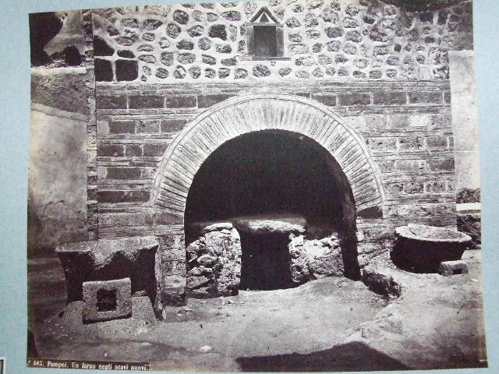 IX.3.12 Pompeii.  An oven in the new excavations (during excavation).  
Old undated photograph courtesy of the Society of Antiquaries, Fox Collection.