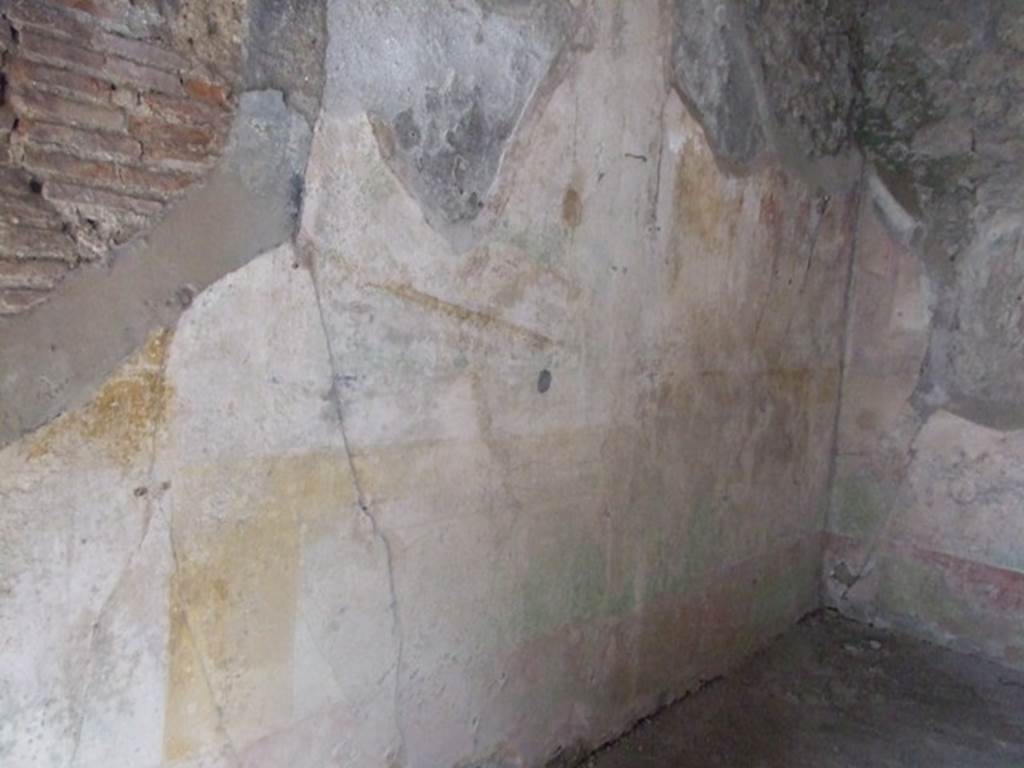 IX.3.19 Pompeii. December 2007. Room 11, east wall of oecus on north-west side of corridor. Remains of wall painting of Bacchus finding Ariadne.