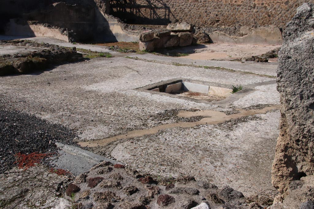 IX.3.22 Pompeii. October 2022. Looking north-west across atrium floor towards impluvium. Photo courtesy of Klaus Heese.