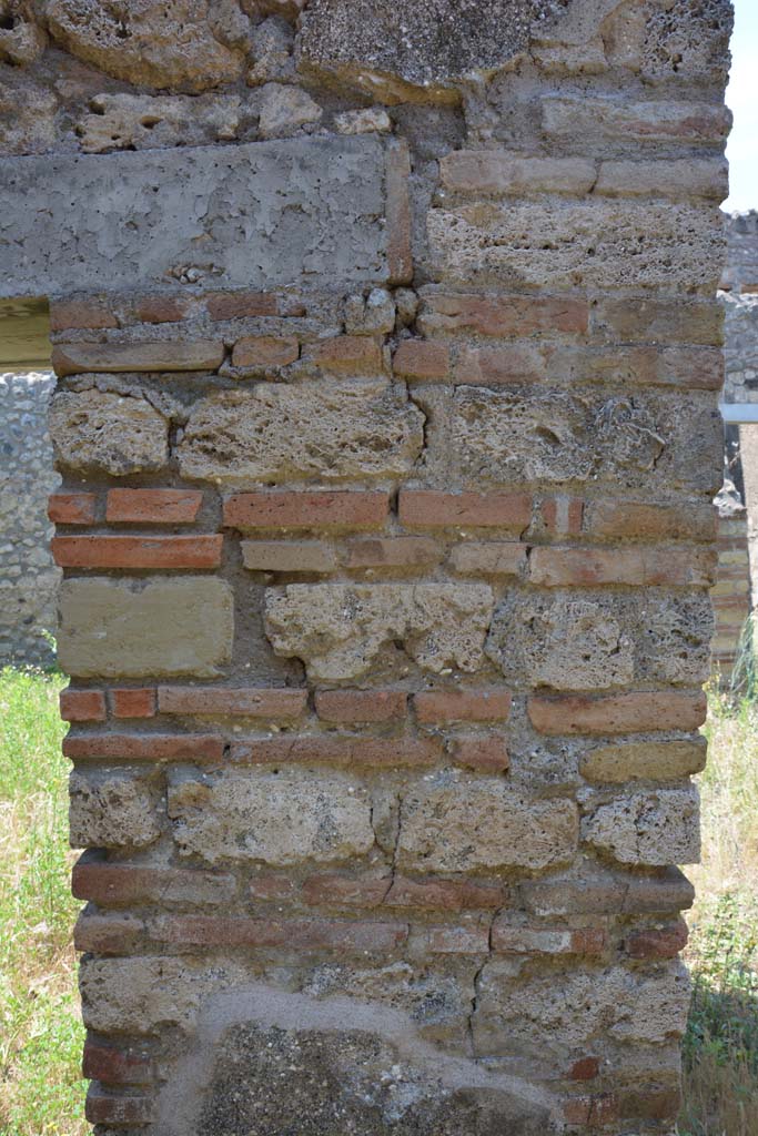 IX.5.2 Pompeii. May 2017. 
Looking west through north end of small doorway into room ‘v’ (on left), with peristyle ‘p’, (on right). 
Foto Christian Beck, ERC Grant 681269 DÉCOR.
