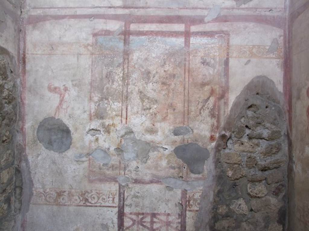 IX.5.2 Pompeii. December 2007. Room ‘c’, looking towards south wall. 
On the right, the hole made by passage into this room by the searchers/scavengers penetrating into the house after the eruption.