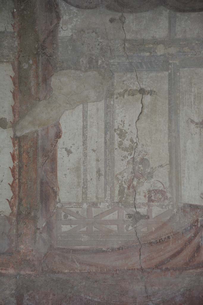 IX.5.6 Pompeii. May 2017. 
Room i, upper east wall, detail of figure at north end above central panel.       
Foto Christian Beck, ERC Grant 681269 DÉCOR.