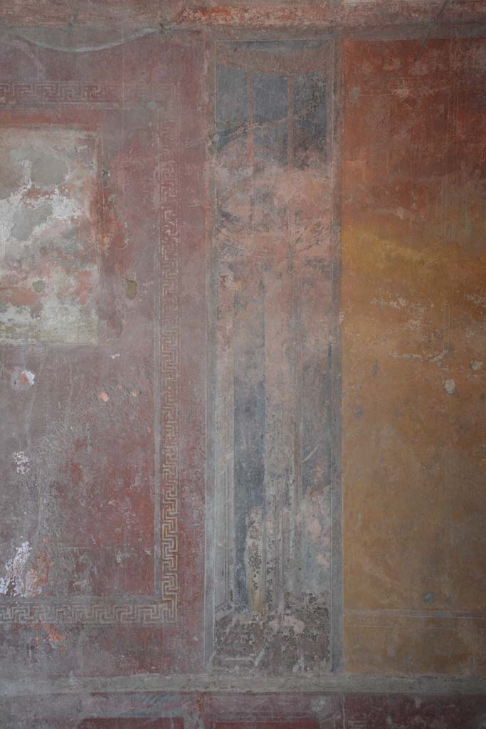 IX.5.6 Pompeii. May 2017. 
Room i, detail of painted dividing panel on west wall on north side of central panel. 
Foto Christian Beck, ERC Grant 681269 DÉCOR.