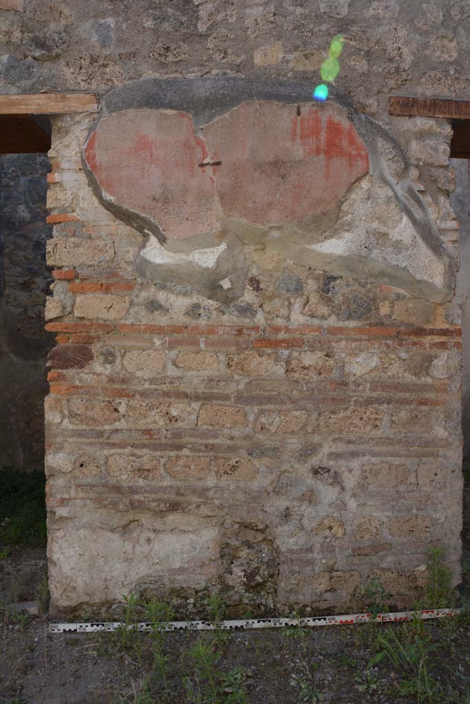 IX.5.6 Pompeii. May 2017. 
Room n, west side, dividing wall between doorways to room t, on left, and room r, on right. 
Foto Christian Beck, ERC Grant 681269 DÉCOR.