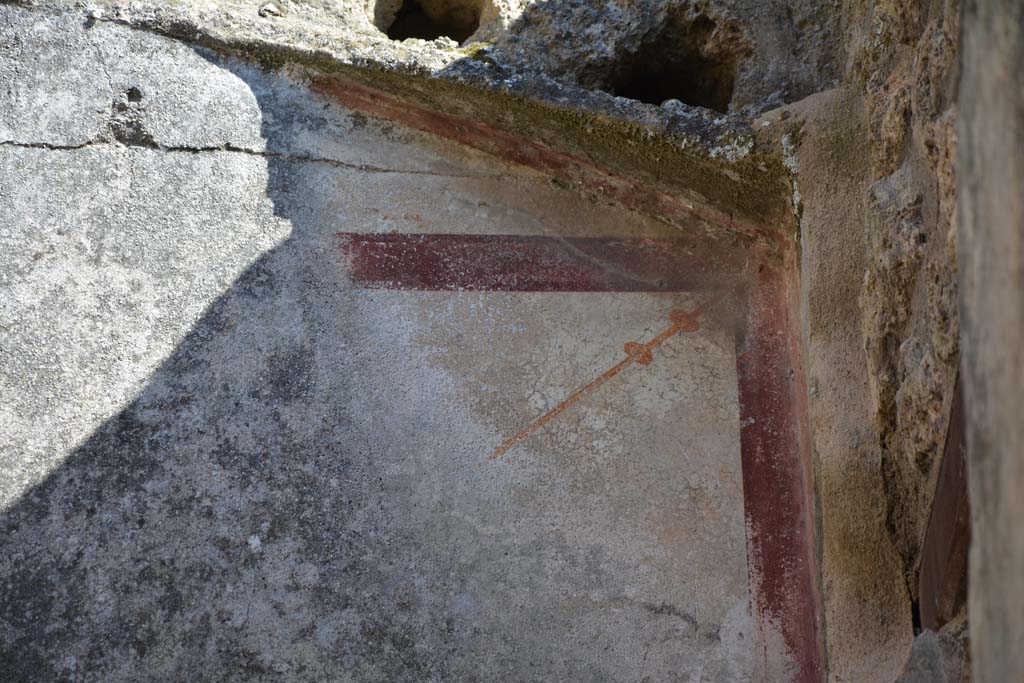 IX.5.6 Pompeii. May 2017. Room o, detail of painted decoration on upper south wall in south-west corner. 
Foto Christian Beck, ERC Grant 681269 DÉCOR.