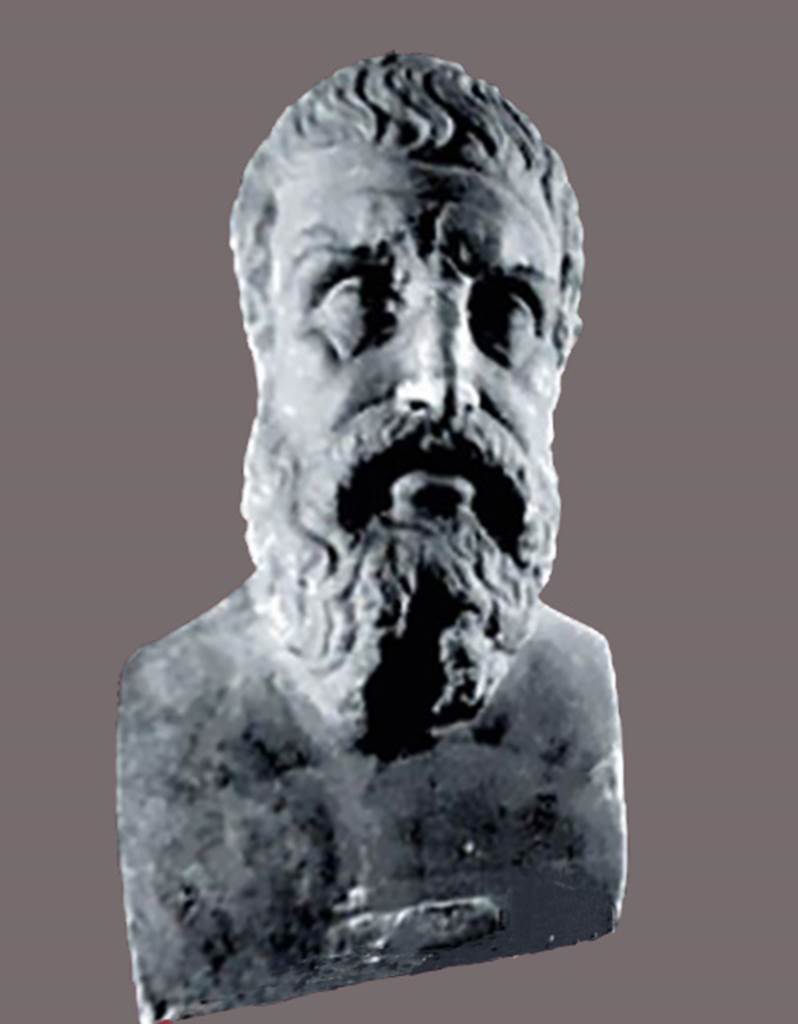 IX.5.6 Pompeii. Room u.  Marble bust of Epicurus.
Now in Naples Archaeological Museum. Inventory number 111392.