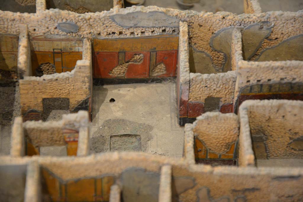 IX.5.6 Pompeii.  July 2017. Looking west across atrium, with entrance corridor, on right.     
From cork model in Naples Archaeological Museum.
Foto Annette Haug, ERC Grant 681269 DÉCOR