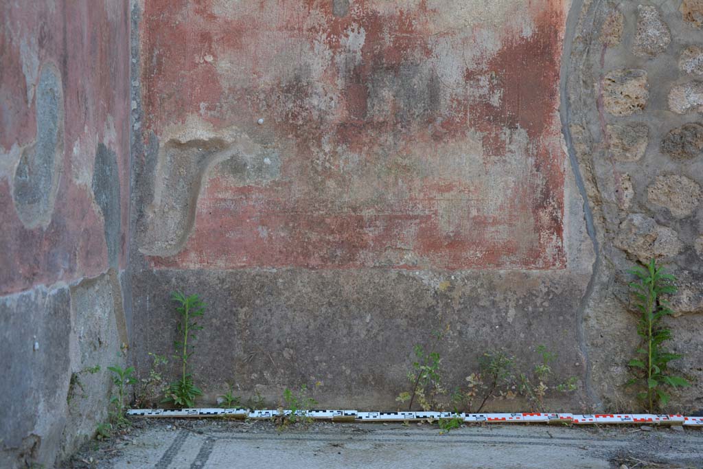 IX.5.6 Pompeii. May 2017. West ala d, west wall, detail of zoccolo in south-west corner.
Foto Christian Beck, ERC Grant 681269 DÉCOR.