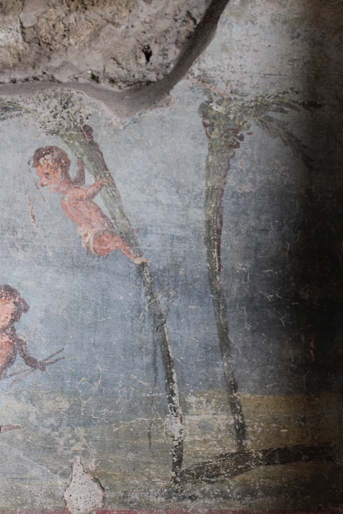 IX.5.9 Pompeii. May 2019. Room “l (L)”,  pygmy climbing tree to escape crocodile. 
Foto Christian Beck, ERC Grant 681269 DÉCOR.