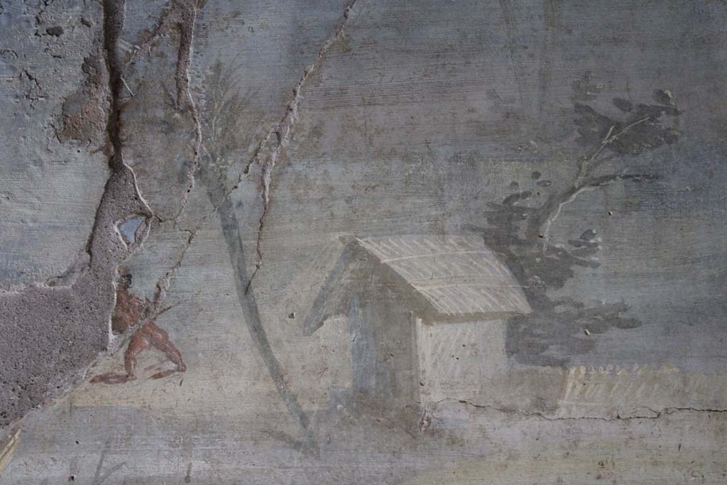 IX.5.9 Pompeii. May 2019. Room “l (L)”, detail from upper south wall at west end.  
Foto Christian Beck, ERC Grant 681269 DÉCOR.