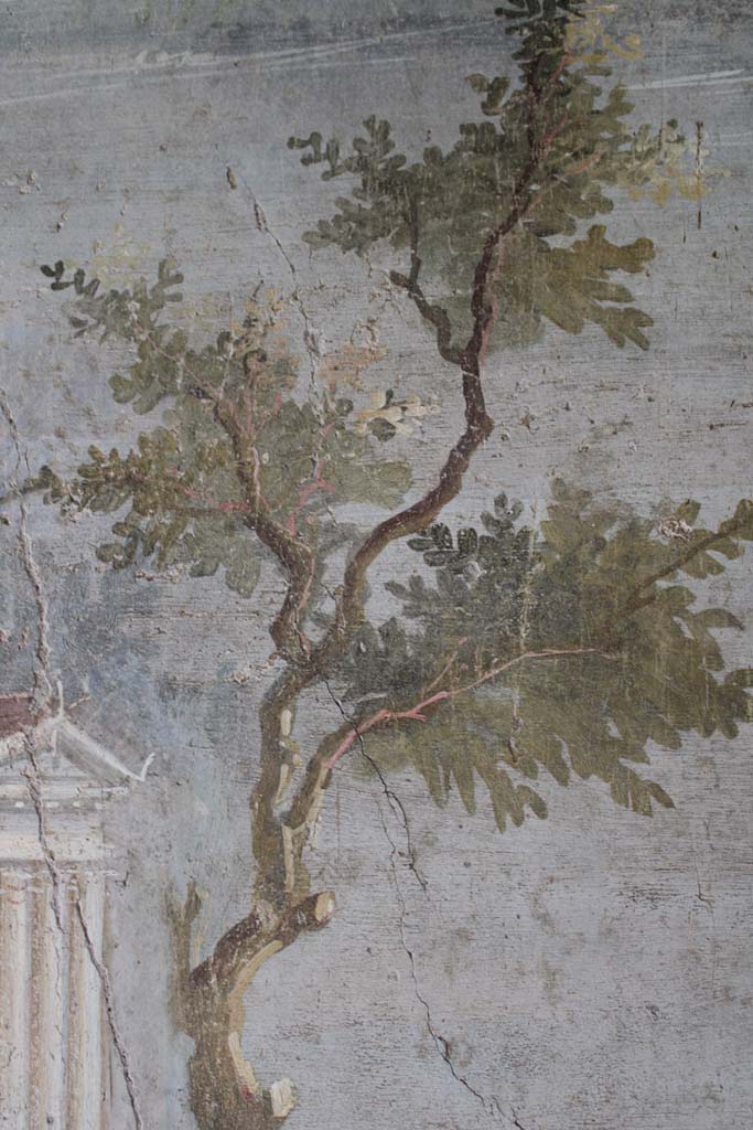 IX.5.9 Pompeii. May 2019. Room “l (L)”, detail of tree above two figures. 
Foto Christian Beck, ERC Grant 681269 DÉCOR.