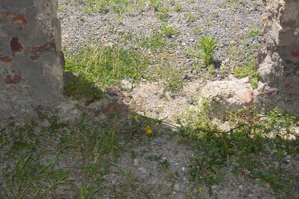 IX.5.9 Pompeii. May 2017. Room “m”, detail from lower doorway at south end of west wall. 
Foto Christian Beck, ERC Grant 681269 DÉCOR.