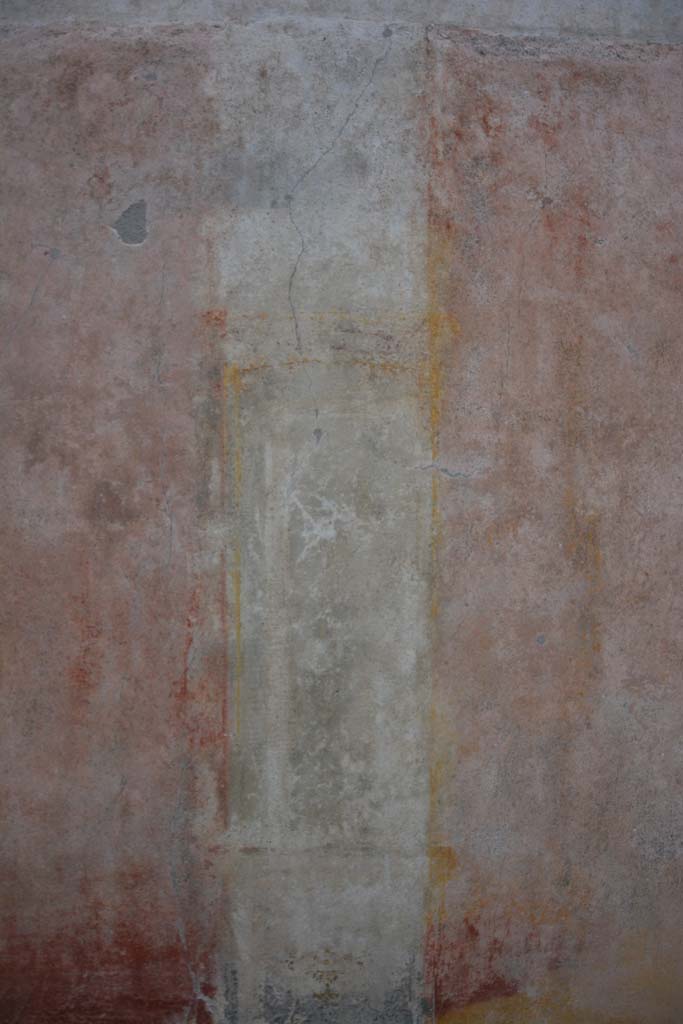 IX.5.9 Pompeii. March 2017. 
Room “p”, white painted panel between red side and yellow central panels on south wall at east end.
Foto Christian Beck, ERC Grant 681269 DÉCOR.