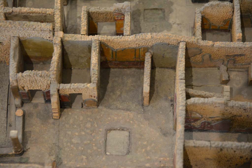 IX.5.9 Pompeii.  July 2017. Rooms on west side of atrium.  
From cork model in Naples Archaeological Museum.
Foto Annette Haug, ERC Grant 681269 DÉCOR