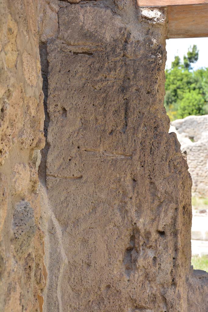 IX.5.9 Pompeii. May 2017. Room “f”, detail of north wall in north-west corner.
Foto Christian Beck, ERC Grant 681269 DÉCOR.
