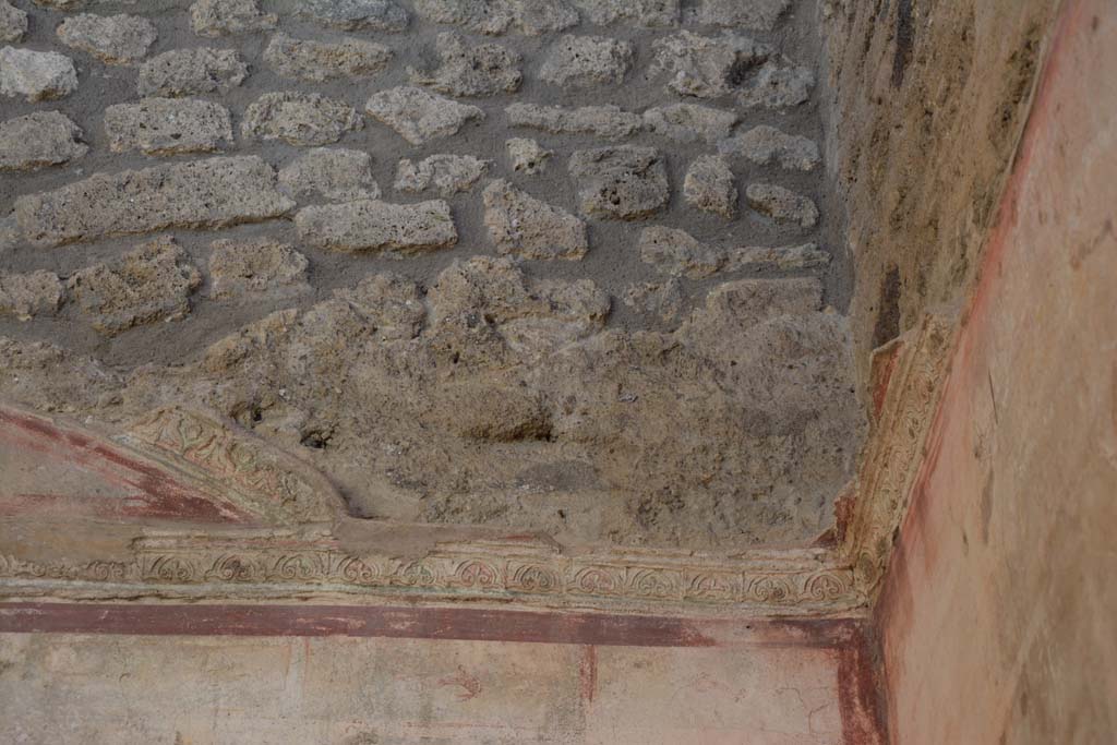 IX.5.11 Pompeii. May 2017. Room f, detail of stucco cornice on west wall at north end.
Foto Christian Beck, ERC Grant 681269 DÉCOR.