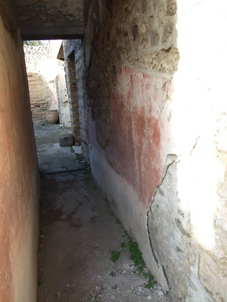 IX.5.11 Pompeii. December 2007. Room 11, corridor, looking north from garden area to east side of atrium.