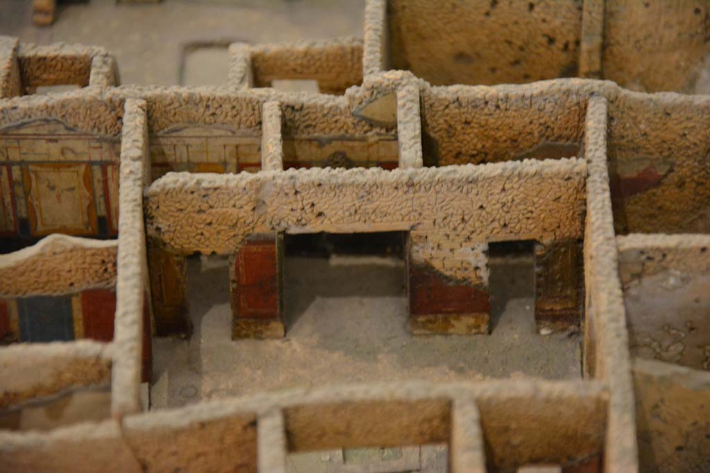 IX.5.11 Pompeii. July 2017. Rooms on west side of atrium.
From cork model in Naples Archaeological Museum.
Foto Annette Haug, ERC Grant 681269 DÉCOR.