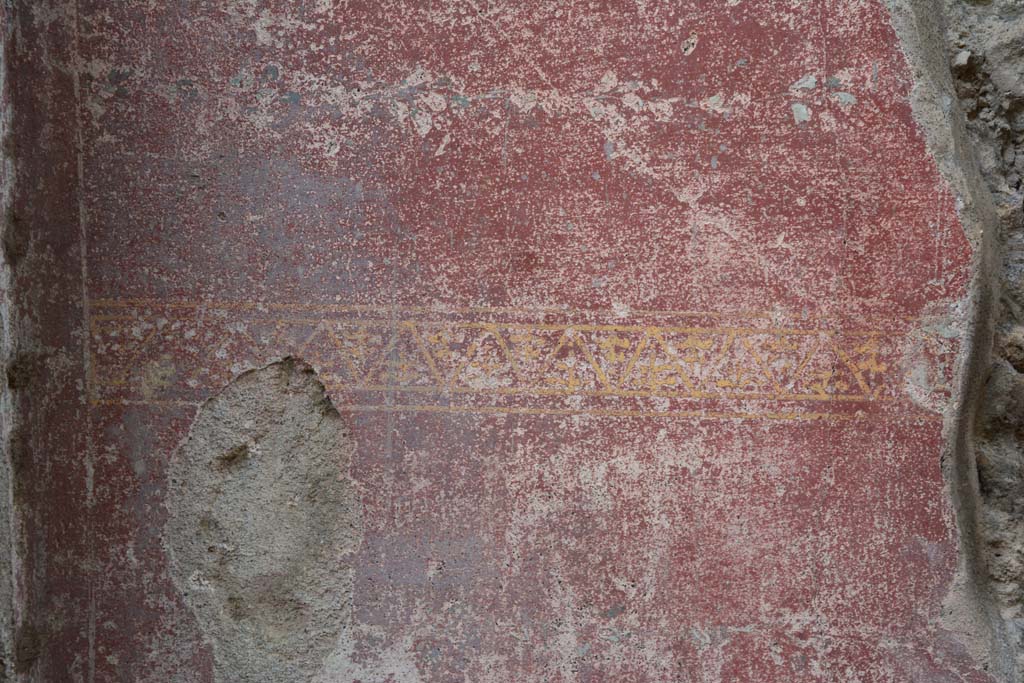 IX.5.11 Pompeii. March 2017. Room I (L), detail of painted decoration from zoccolo on west wall at south end.
Foto Christian Beck, ERC Grant 681269 DÉCOR.