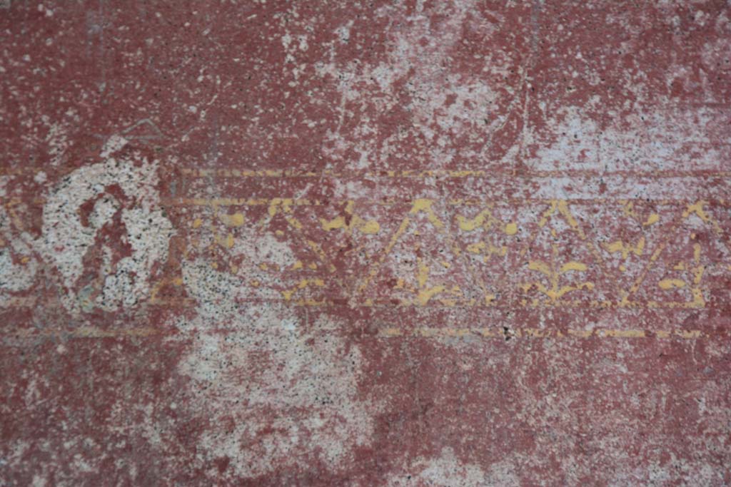 IX.5.11 Pompeii. March 2017. Room I (L), detail of painted border edging from zoccolo at north end of west wall.
Foto Christian Beck, ERC Grant 681269 DÉCOR.