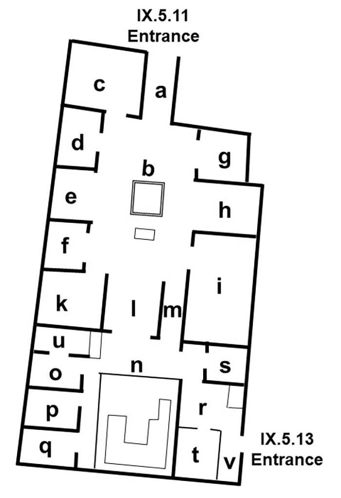IX.5.11 Pompeii Plan IX.5.11 Pompeii. House. Linked to IX.5.13
Room Plan