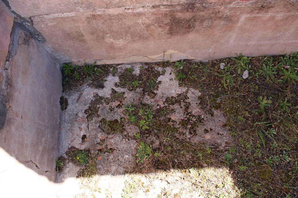 IX.5.14 Pompeii. May 2019. Room “f”, zoccolo on lower north and east walls and flooring in north-east corner.
Foto Christian Beck, ERC Grant 681269 DÉCOR.