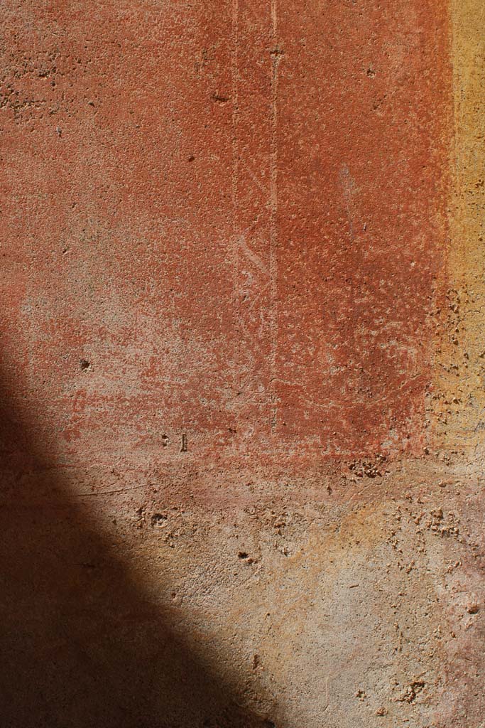 IX.5.14 Pompeii. May 2019. Room “d”, detail of painted border edging a panel on west wall.
Foto Christian Beck, ERC Grant 681269 DÉCOR.