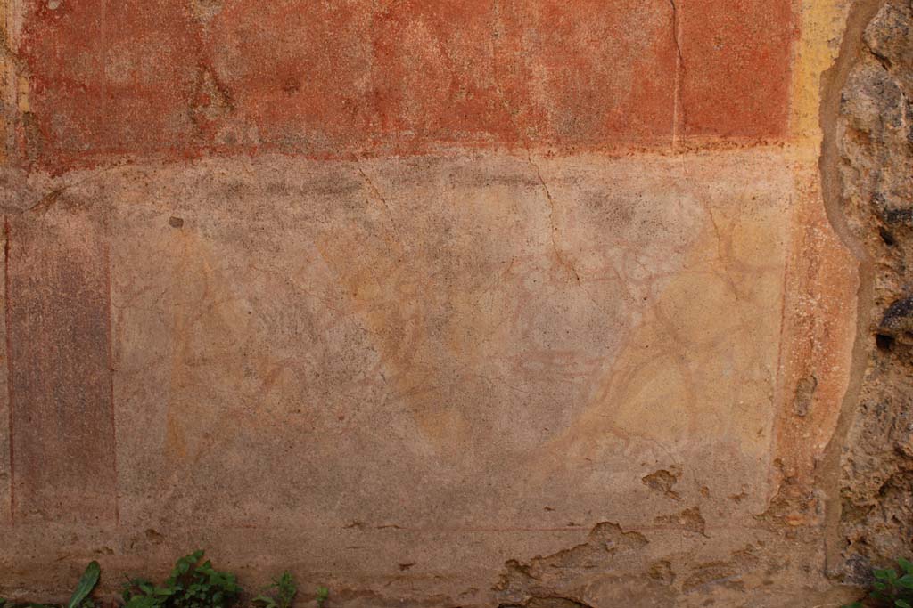 IX.5.14 Pompeii. May 2019. Room “d”, detail from south wall towards west end.
Foto Christian Beck, ERC Grant 681269 DÉCOR.