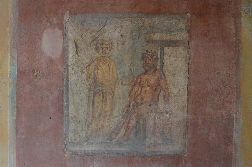 IX.5.14 Pompeii. March 2018. 
Cubiculum “g”, on south side of entrance doorway. Looking towards north wall with painting of Hercules and Omphale. 
Foto Taylor Lauritsen, ERC Grant 681269 DÉCOR.