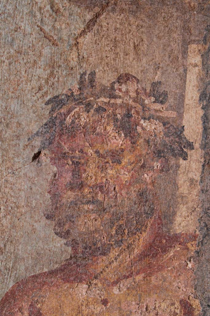 IX.5.14 Pompeii. May 2019. Room “g”, detail of Hercules. 
Foto Christian Beck, ERC Grant 681269 DÉCOR.