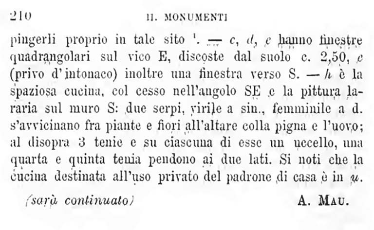 IX.5.16 Pompeii. Extract from BdI, 1879, p. 210. See also pp. 193-210.
