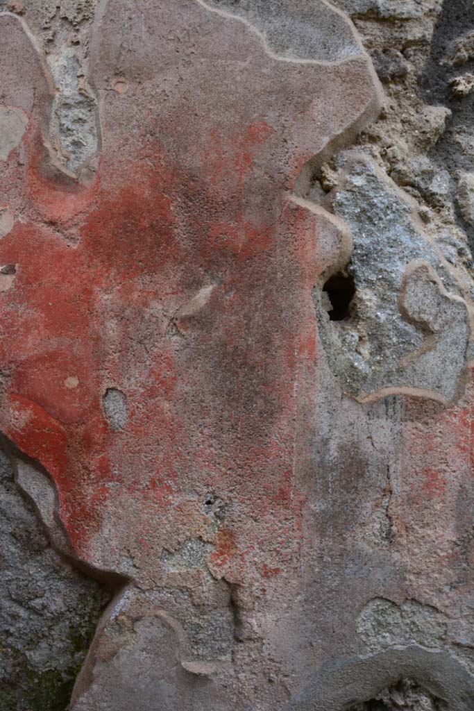 IX.5.18 Pompeii. March 2017. 
Room a, remaining painted stucco on west wall of entrance corridor.
On the second red panel of the west wall a graffito of a ship was seen.
Foto Christian Beck, ERC Grant 681269 DÉCOR.