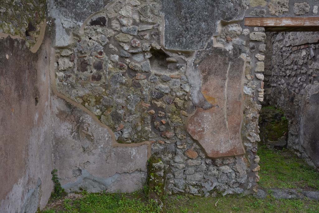 IX.5.18 Pompeii. March 2018. Detail from south wall in south-east corner of atrium/courtyard garden.    
Foto Annette Haug, ERC Grant 681269 DÉCOR.