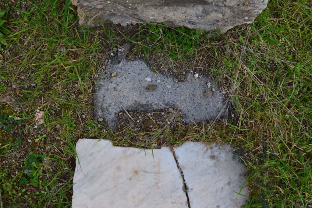 IX.5.18 Pompeii. March 2017. Room f, detail from north end of doorwaythreshold.
Foto Christian Beck, ERC Grant 681269 DÉCOR.