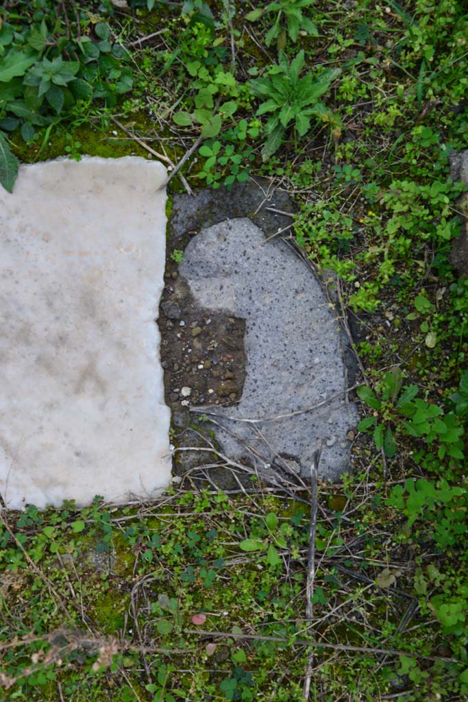 IX.5.18 Pompeii. March 2017. Room f, detail form south end of doorway threshold. 
Foto Christian Beck, ERC Grant 681269 DÉCOR.