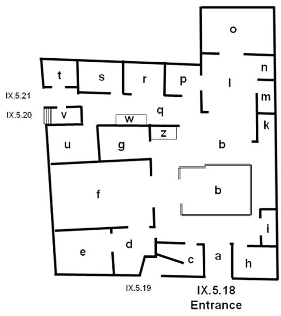 IX.5.18-21 Pompeii Plan IX.5.18 Pompeii. Casa di Jasone or House of Jason
Room Plan
