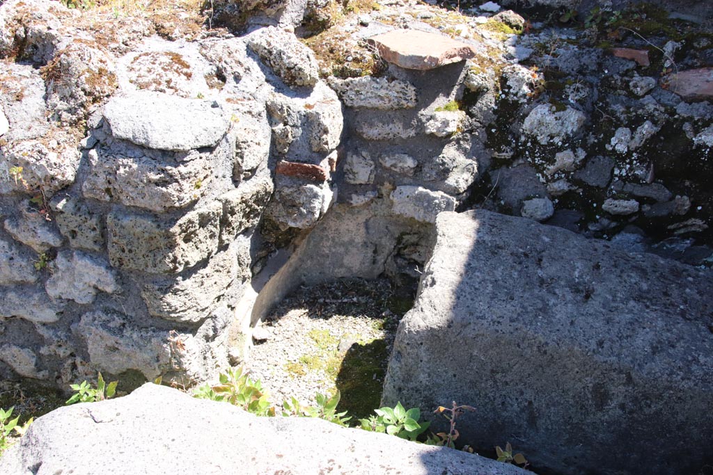 IX.6.4 Pompeii. May 2024. Room “e” detail from south wall. Photo courtesy of Klaus Heese.