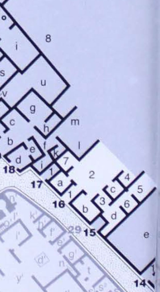 IX.7.16 Pompeii. Plan by PPM.
See Carratelli, G. P., 1990-2003. Pompei: Pitture e Mosaici: Vol. IX, Parte II. Roma: Istituto della enciclopedia italiana, p. 782-3.