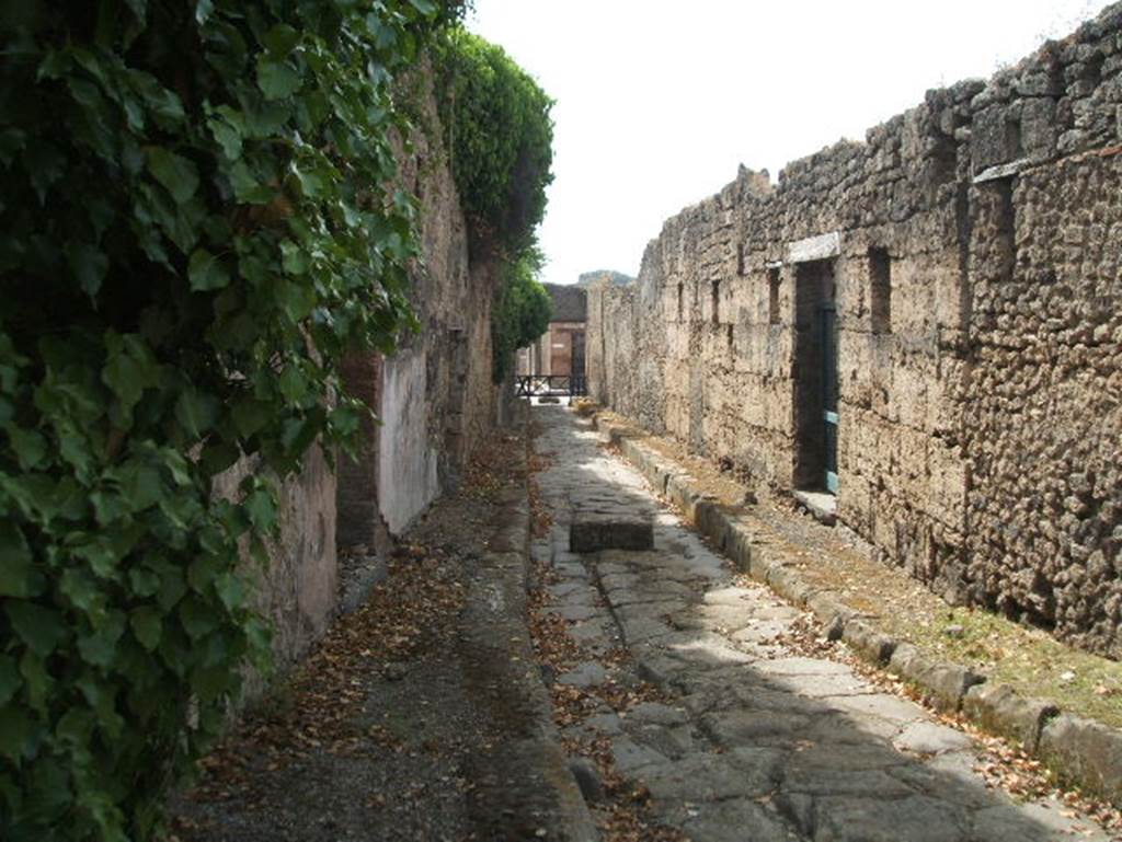 IX.7.16, Pompeii. September 2004.     Vicolo di Tesmo looking south.    IX.1