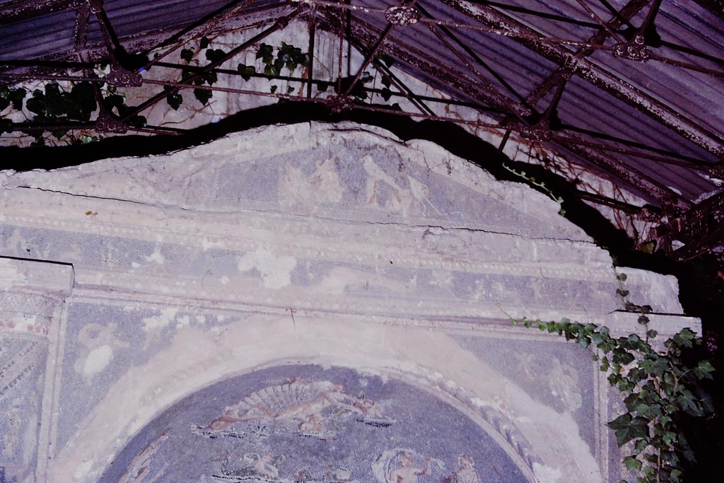 IX.7.20 Pompeii. 1977. Top of mosaic fountain. Photo by Stanley A. Jashemski.   
Source: The Wilhelmina and Stanley A. Jashemski archive in the University of Maryland Library, Special Collections (See collection page) and made available under the Creative Commons Attribution-Non-Commercial License v.4. See Licence and use details.
J77f0422
