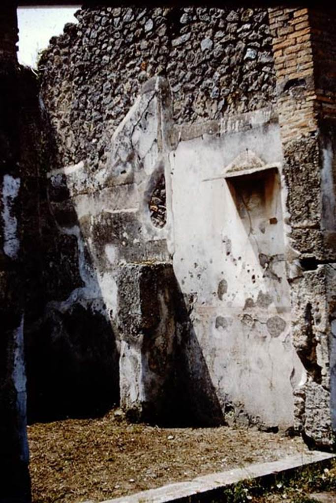 IX.8.2 Pompeii. 1961. West wall, with original painting in situ.    Photo by Stanley A. Jashemski.
Source: The Wilhelmina and Stanley A. Jashemski archive in the University of Maryland Library, Special Collections (See collection page) and made available under the Creative Commons Attribution-Non Commercial License v.4. See Licence and use details.
J61f0530